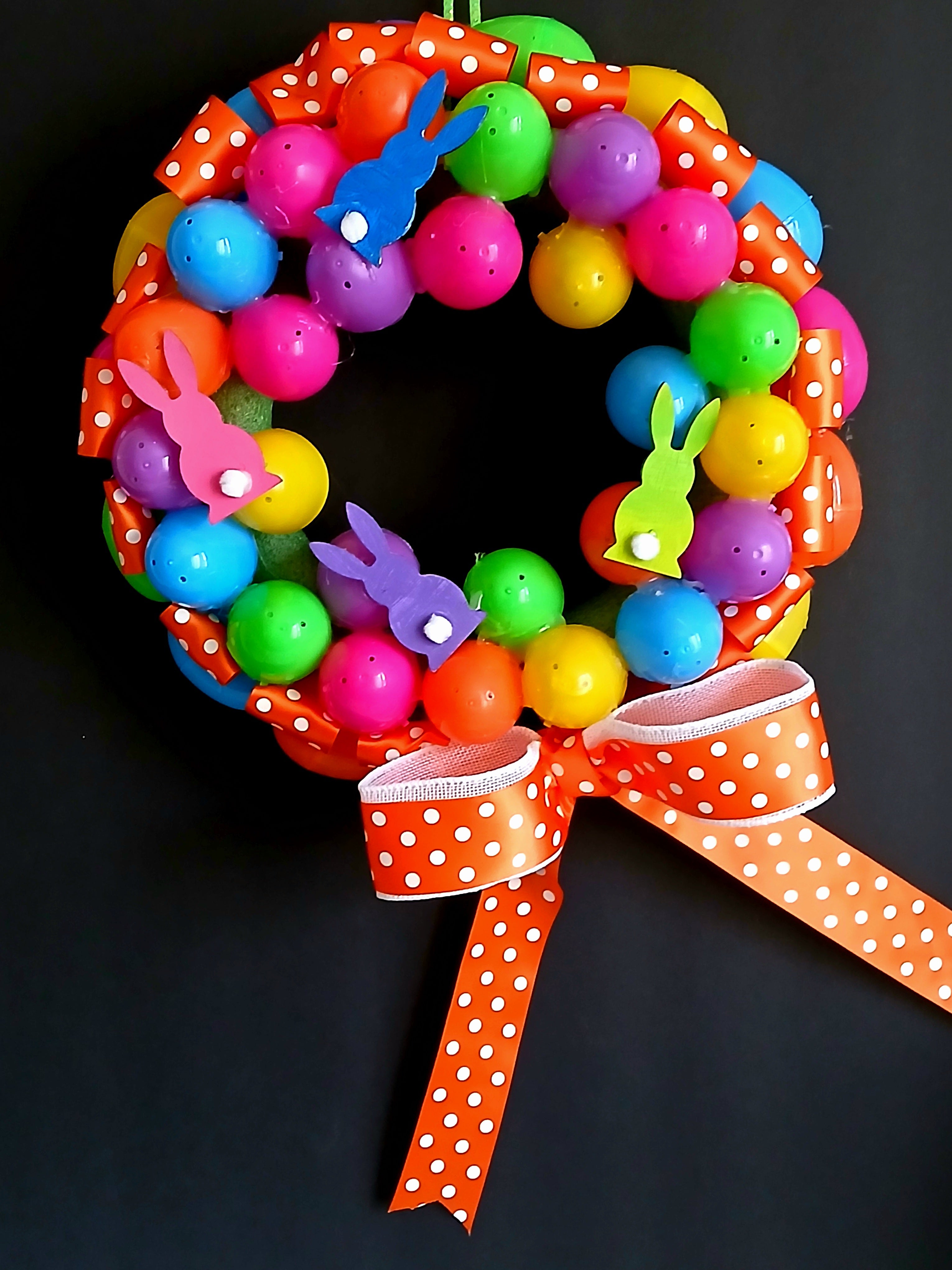 Handmade Orange Easter Egg Wreath – Bright Spring Door Décor
